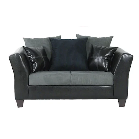 Contemporary Loveseat with Scatted-Pillow Back
